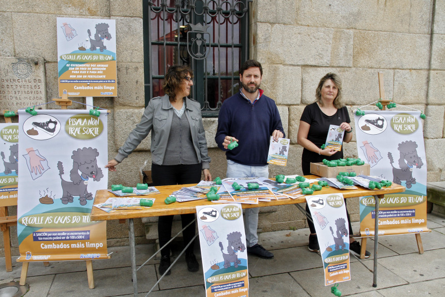 Cambados pelea contra los excrementos caninos con multas y una campaña de sensibilización