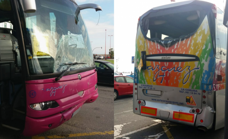 Heridos leves 18 niños escolares en una colisión entre dos autobuses en A Coruña