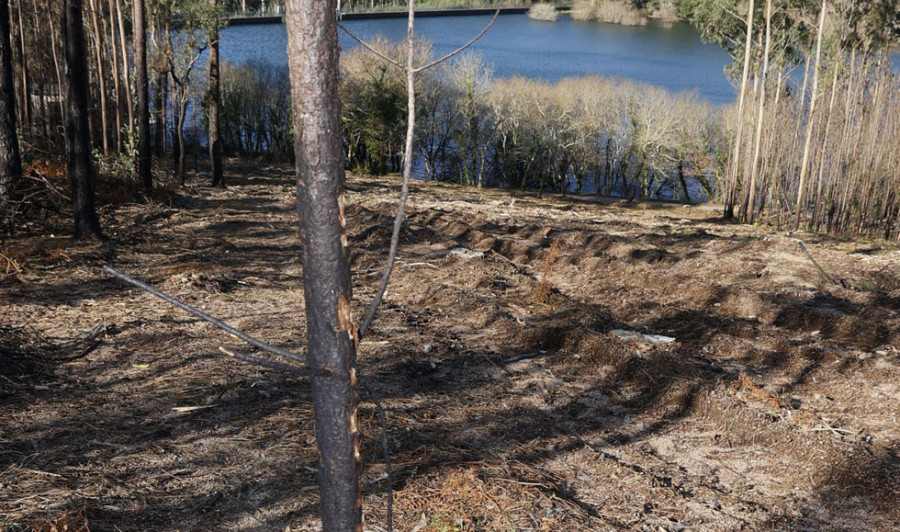 Las cenizas de los incendios del verano en Xiabre enturbian el agua del embalse de Castroagudín