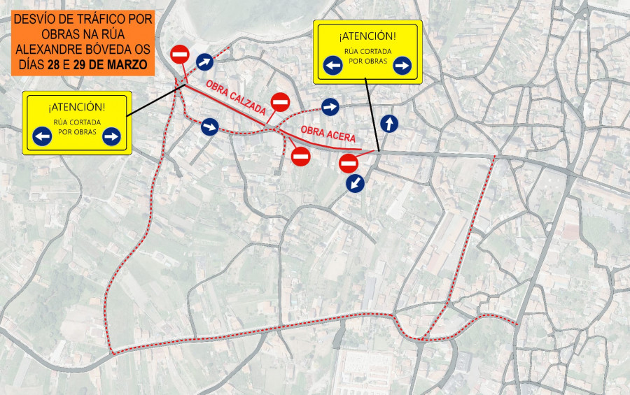 Las obras de Alexandre Bóveda provocarán cambios en el tráfico del centro de O Grove desde el martes