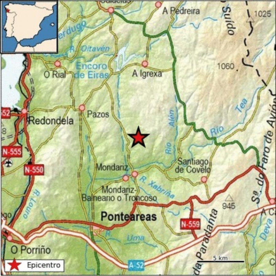 Un pequeño terremoto en Mondariz se deja sentir en más de veinte ayuntamientos