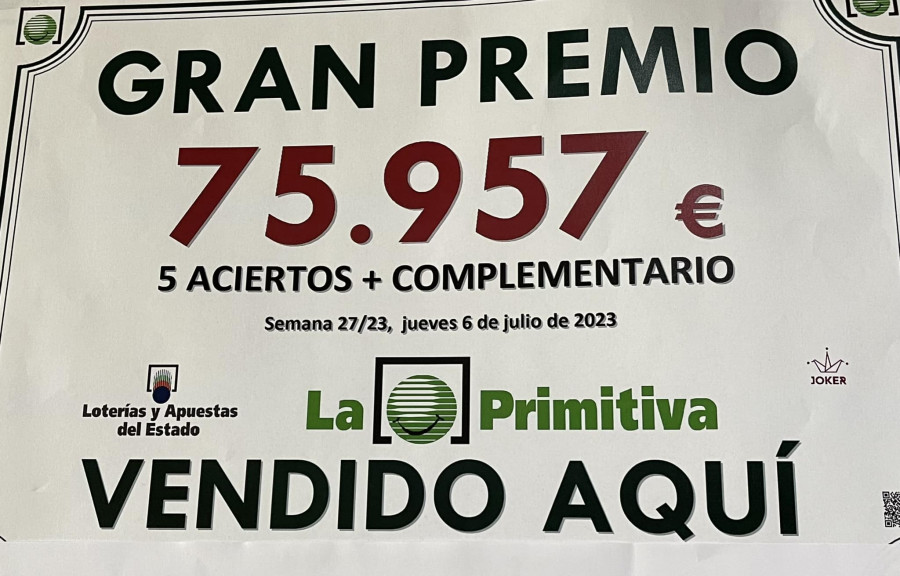 La Primitiva deja un premio de 75.957 euros en O Grove