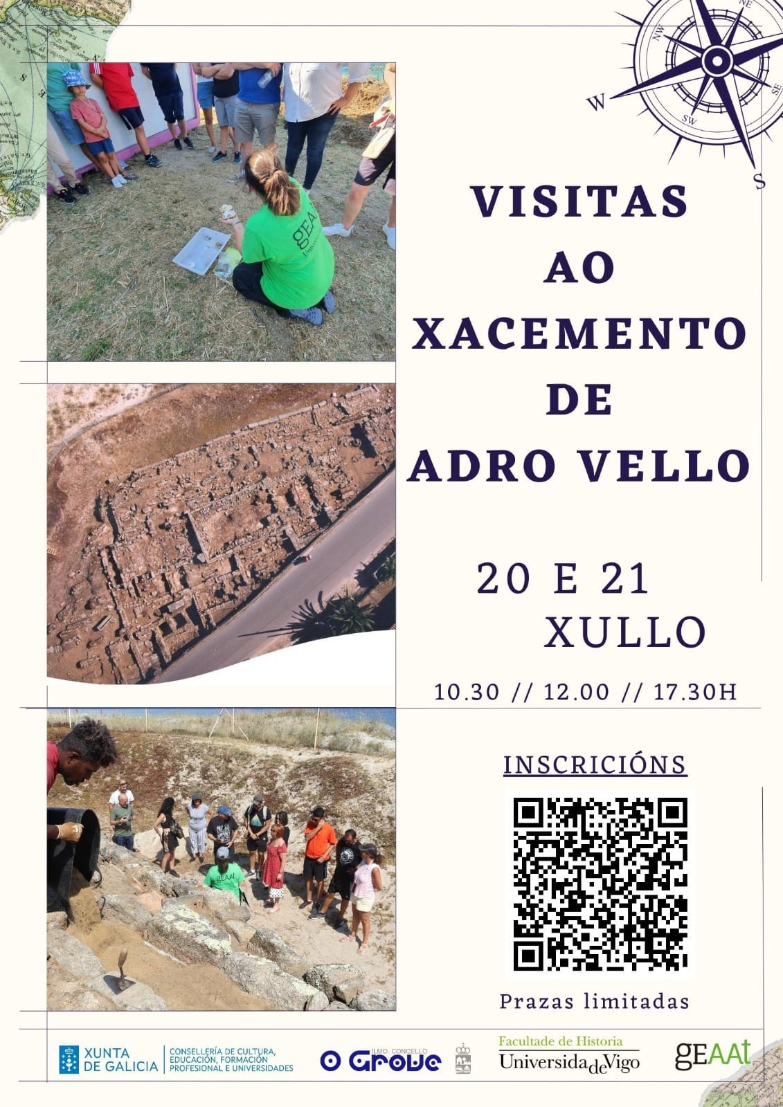 Cartel visitas guiadas adro vello o grove