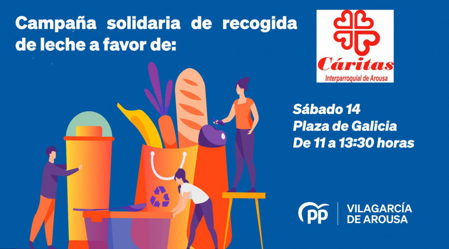 El PP de Vilagarcía organiza una recogida solidaria de leche para Cáritas