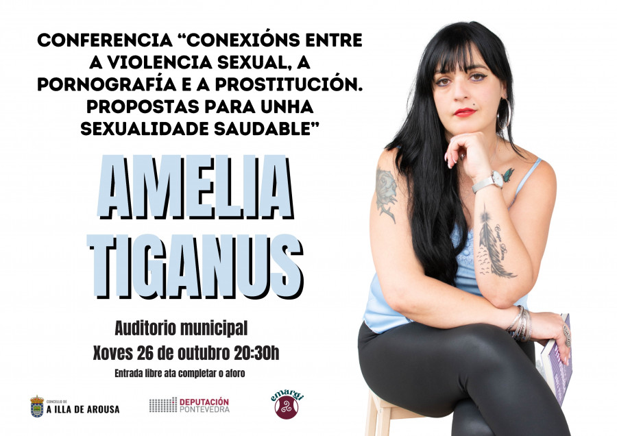 Amelia Tiganus, superviviente de prostitución y trata, ofrece una conferencia en A Illa