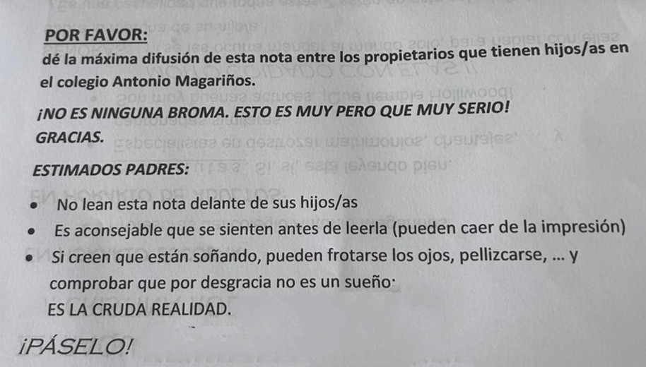 Carta anónima colegio magariños cambados prostitución