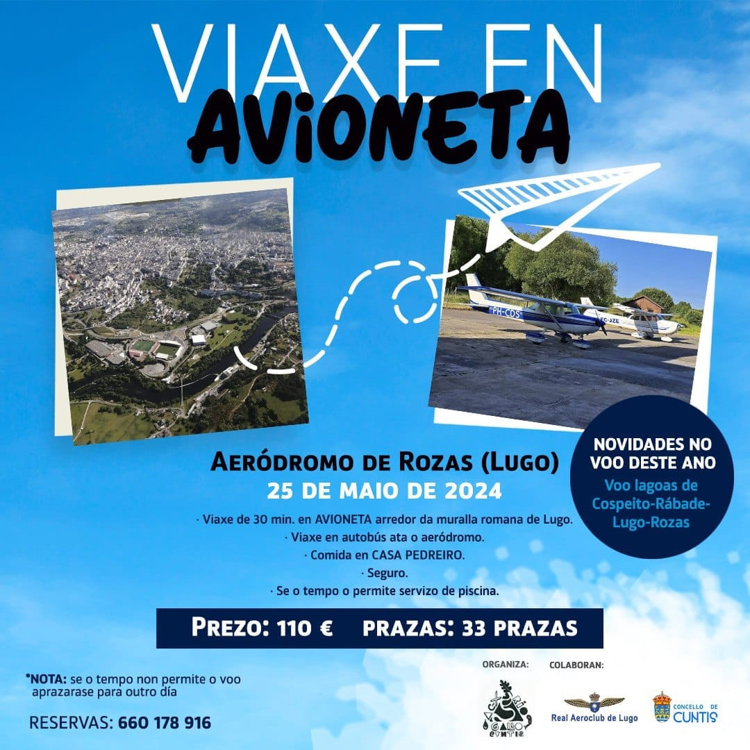 Cartel promocional del viaje en avioneta