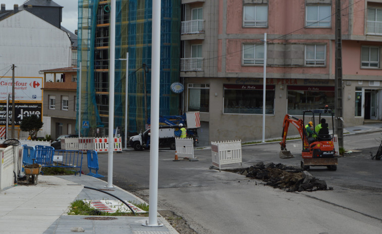 Las obras del boulevard de Portonovo encaran su recta final con la construcción de la rotonda de A Perla