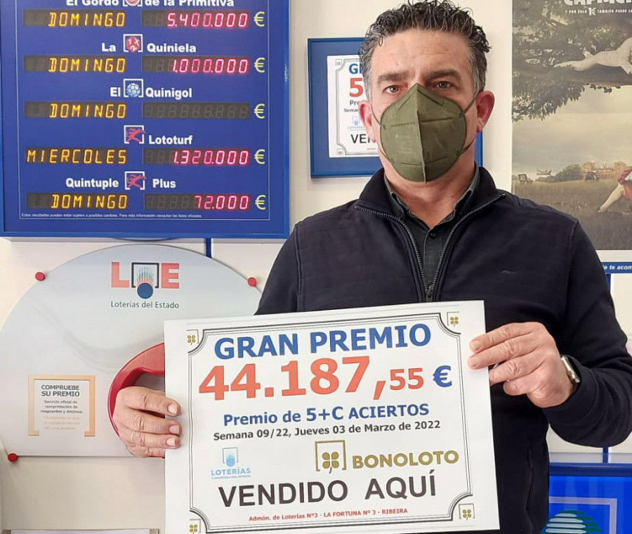 Ribeira validó un boleto de La Primitiva premiado esta noche en la segunda categoría con 5 números y el complementario