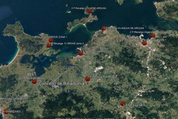 Mapa red eletrolineras carga vehículo eléctrico o salnés