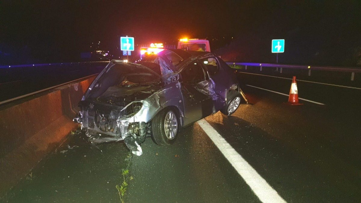 Coche volcado autovía salnés accidente