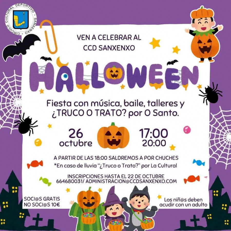 Sanxenxo celebra Halloween con una fiesta, talleres y manualidades