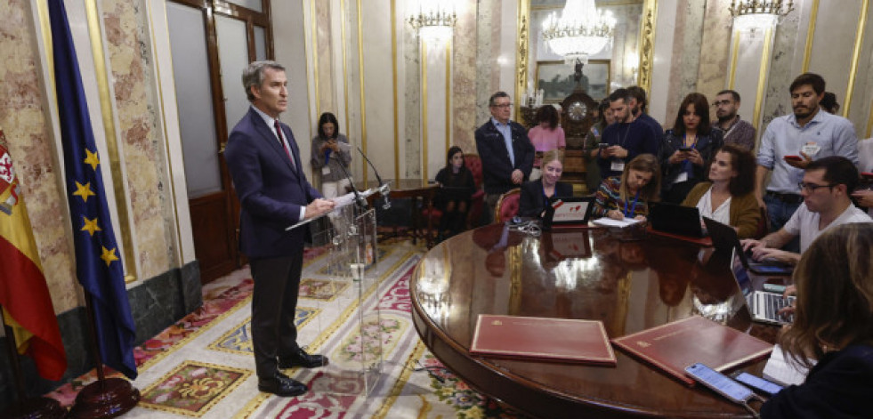 Feijóo pide formalmente en el Congreso la dimisión de Pedro Sánchez