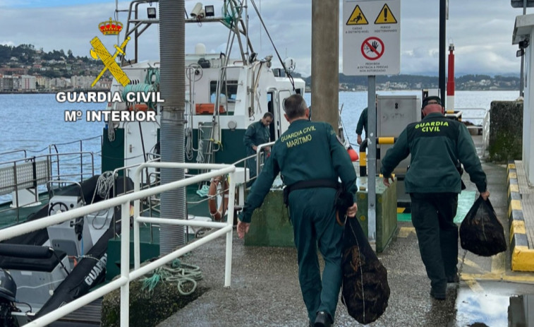 La Guardia Civil incauta 80 kilos de marisco procedentes de la pesca furtiva en Sanxenxo