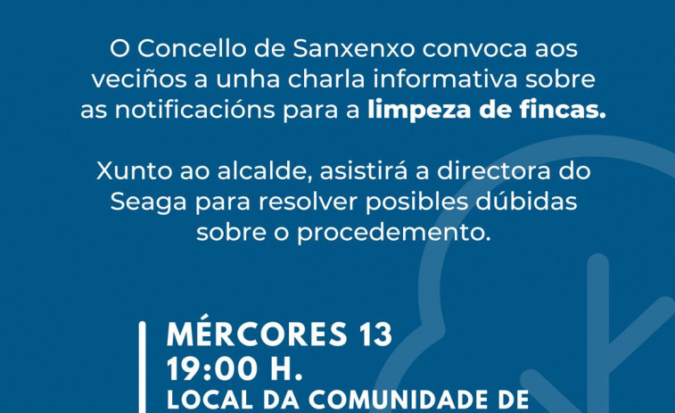 El Concello de Sanxenxo convoca charlas sobre la limpieza de fincas con los vecinos