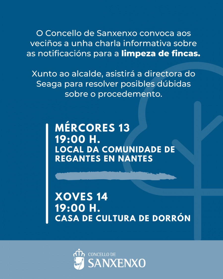 El Concello de Sanxenxo convoca charlas sobre la limpieza de fincas con los vecinos