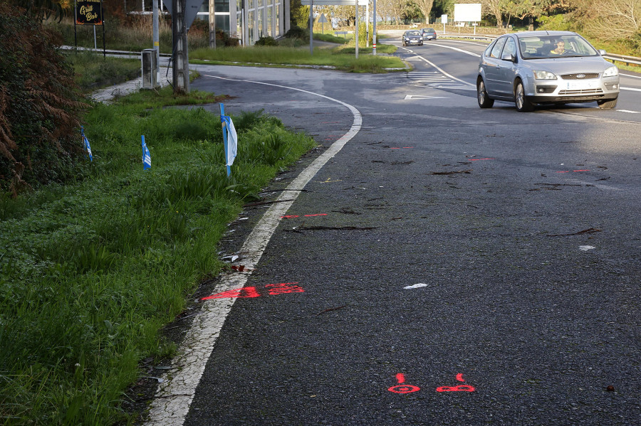 La senda peatonal Bamio-Carril echa a andar con el pintado que anuncia las obras