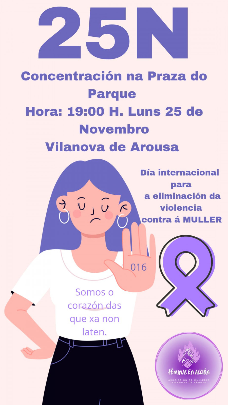 Féminas en Acción promueve una concentración en Vilanova contra las violencias hacia las mujeres