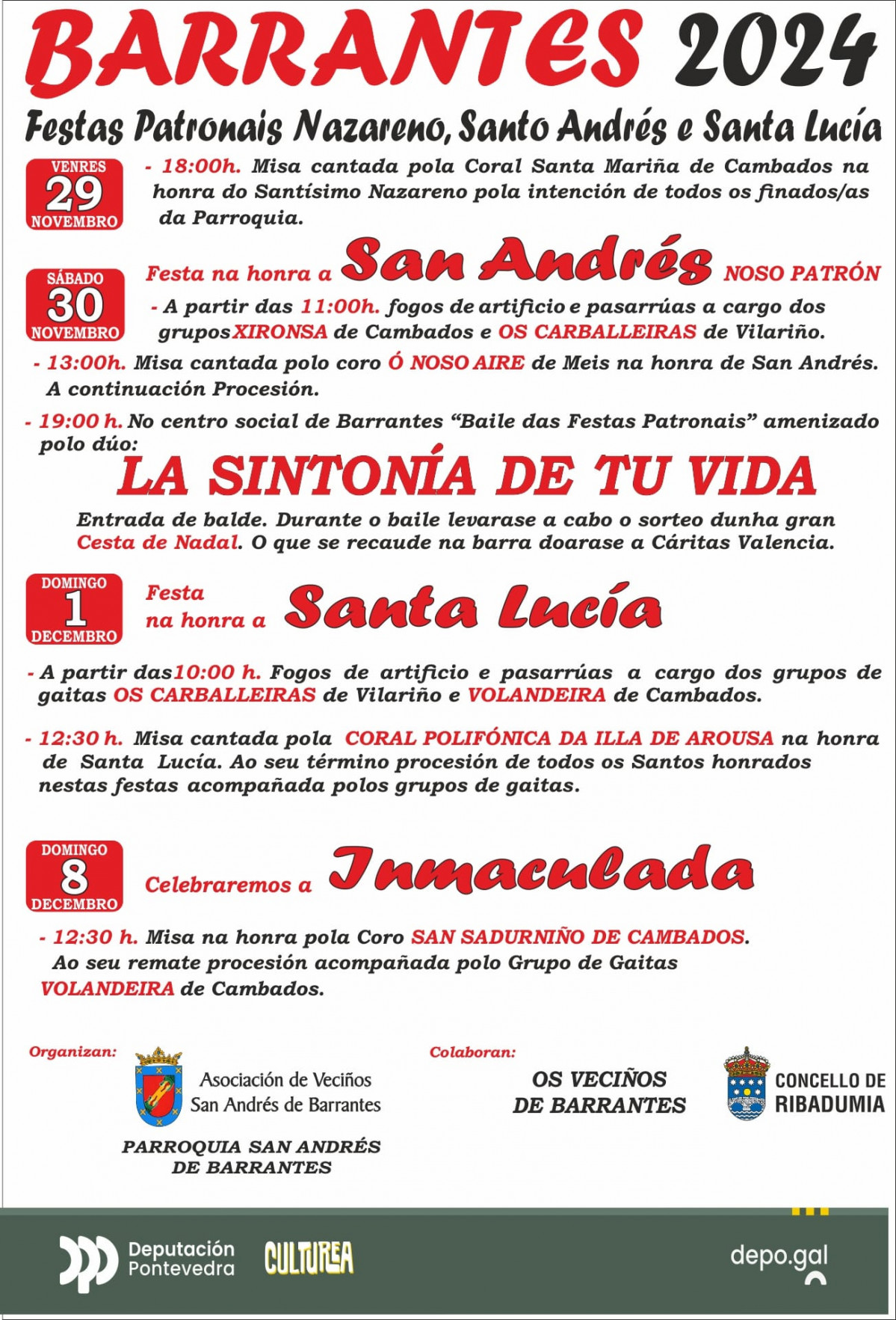 Fiestas patronales Barrantes 2024 Ribadumia