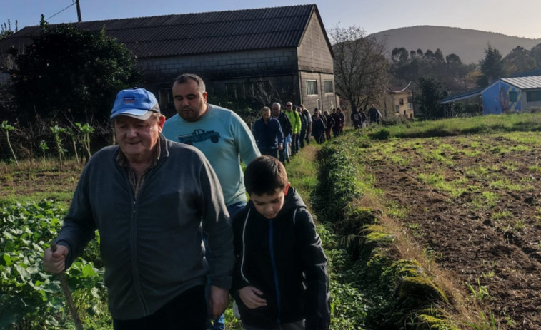 O Araño inició la fiesta de Santa Baia con una andaina por el Camiño Real, sesión vermú, títeres y una cena con baile