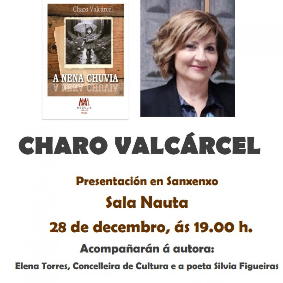 La escritora Charo Valcárcel presenta su nuevo novela “A nena chuvia” en la Sala Nauta de Sanxenxo