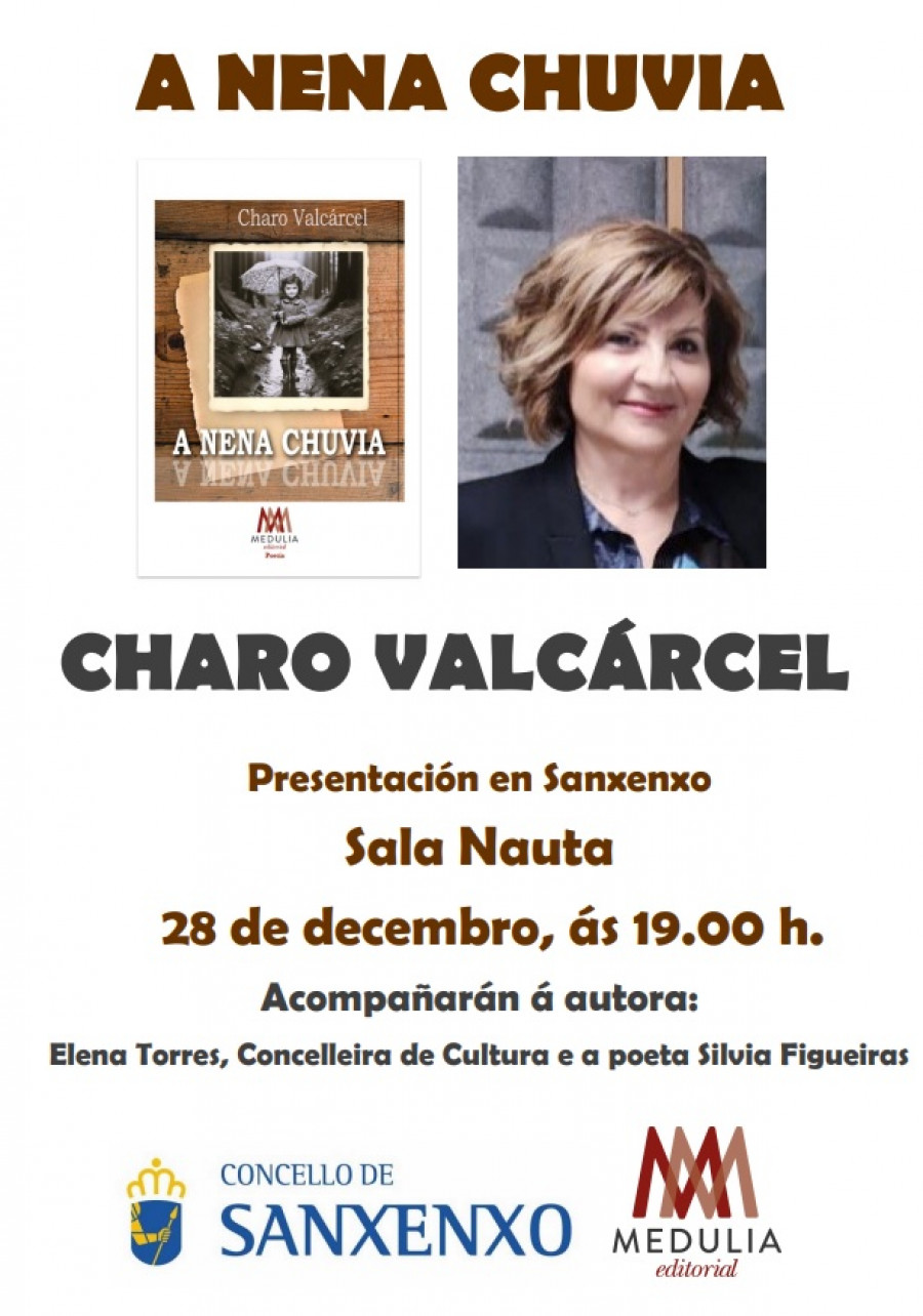 La escritora Charo Valcárcel presenta su nuevo novela “A nena chuvia” en la Sala Nauta de Sanxenxo