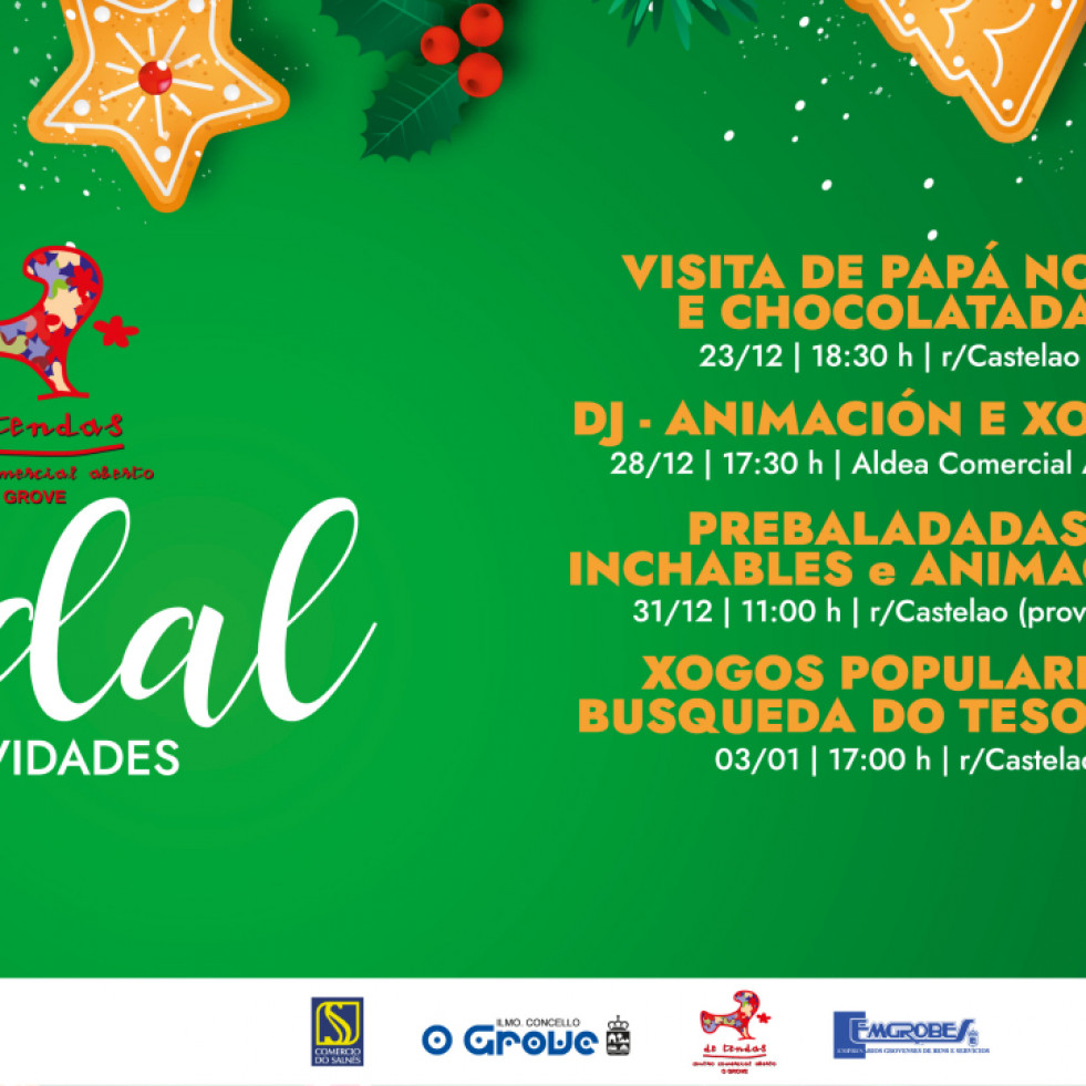 Emgrobes prepara una fiesta de Navidad con música y juegos en la Aldea Comercial de A Toxa