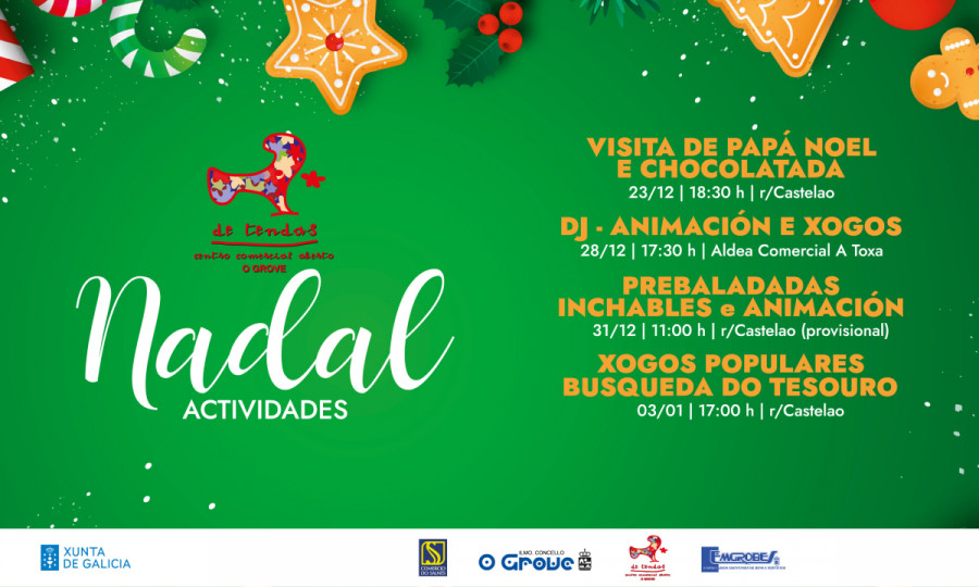 Emgrobes prepara una fiesta de Navidad con música y juegos en la Aldea Comercial de A Toxa