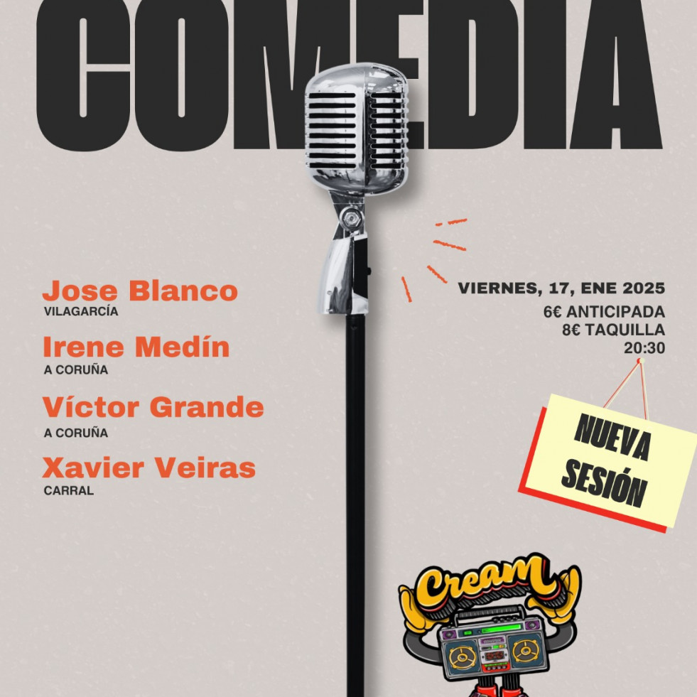 Vuelve la Noche de Comedia a la Sala Cream de Vilagarcía con una doble función