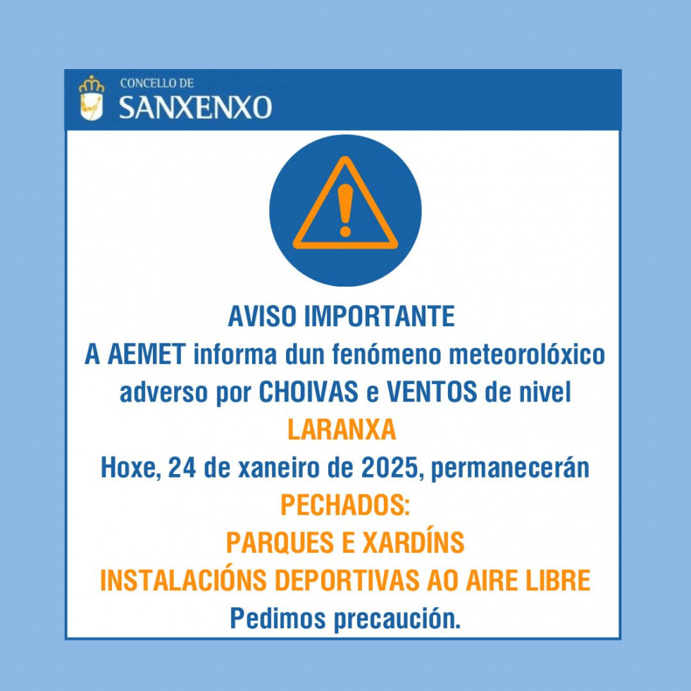 Sanxenxo cierra parques, jardines e instalaciones deportivas por viento y lluvia