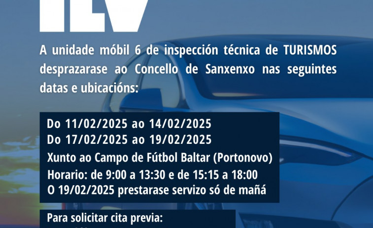 La unidad móvil de la ITV estará activa en Sanxenxo en el mes de febrero