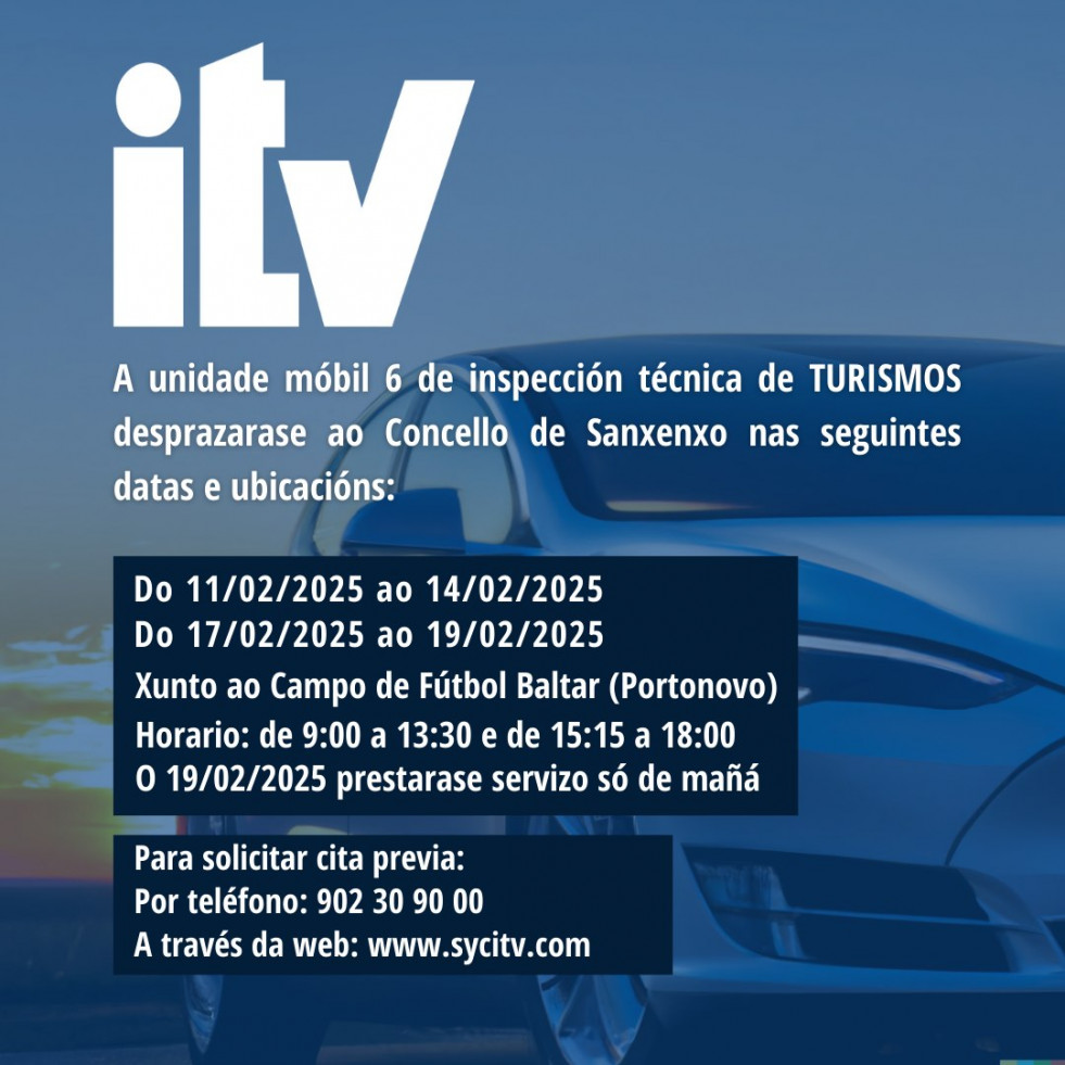 La unidad móvil de la ITV estará activa en Sanxenxo en el mes de febrero