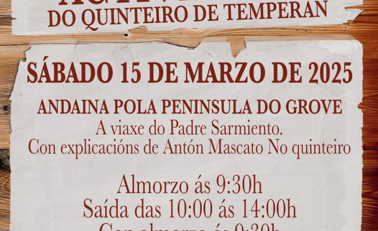 O Quinteiro de Temperán organiza una andaina por O Grove de la mano del escritor Antón Mascato